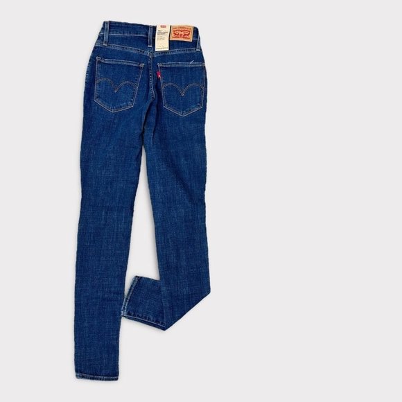 24x30 Levis Jeans Women's 00 721 High Rise Skinny Distressed Dark Blue Denim New - Picture 6 of 11